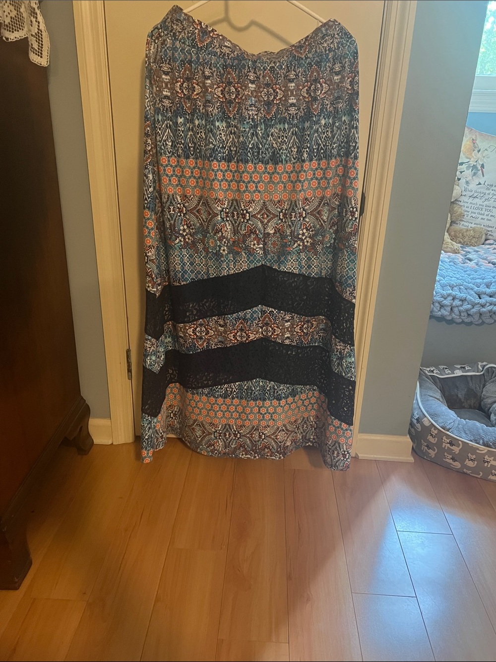 Joe Benbasset Multicolor Bohemian Maxi Skirt with Black Panels